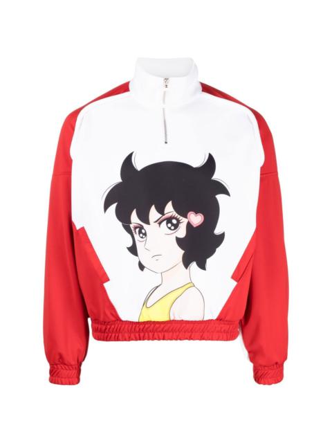 anime-print half-zip jumper