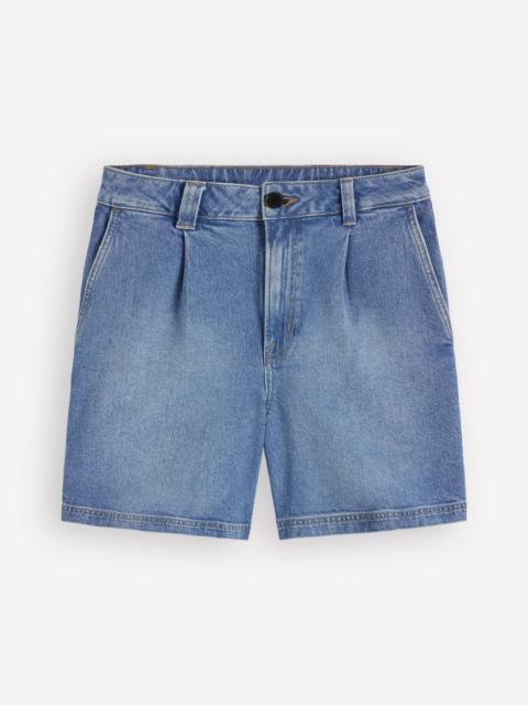 BODEN Pleat Front Denim Shorts-Light Vintage