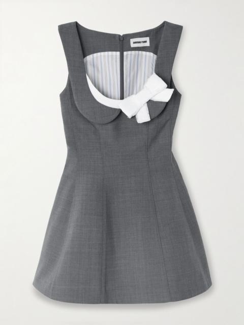 SHUSHU/TONG Bow-detailed flannel mini dress Gray