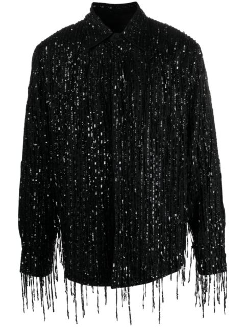 AMIRI sequin-embellished straight-point collar shirt