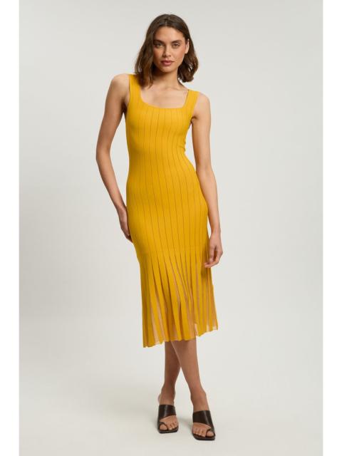 KAREN MILLEN Compact Stretch Square Neck Knitted Flippy Dress