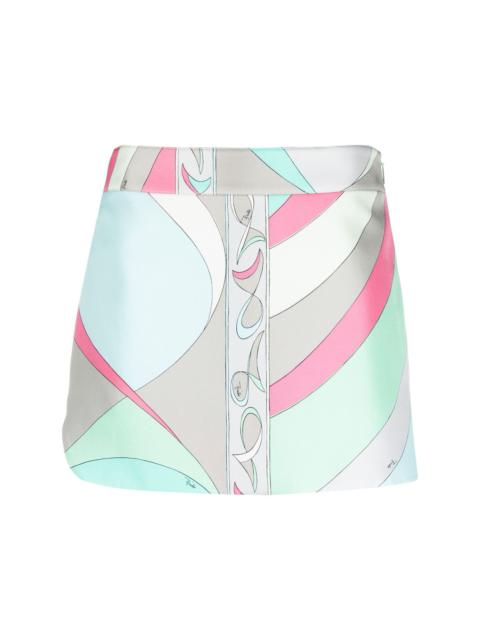 kaleidoscopic-print silk miniskirt