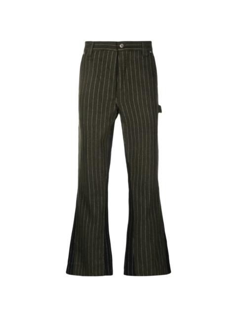 pinstripe mid-rise flared trousers