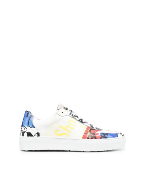 mix-print leather sneakers
