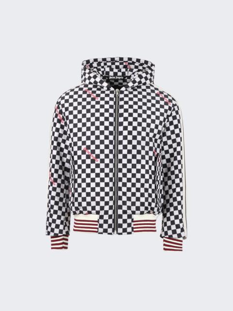 Palm Angels Damier Puffed Hooded Jacket Black And Red