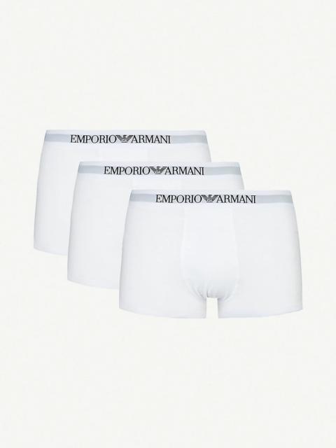 EMPORIO ARMANI Slim-fit stretch-cotton trunks pack of three