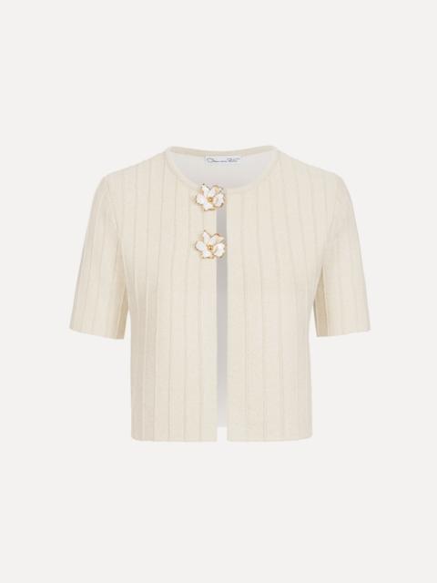 Oscar de la Renta OTTOMAN CROPPED CARDIGAN
