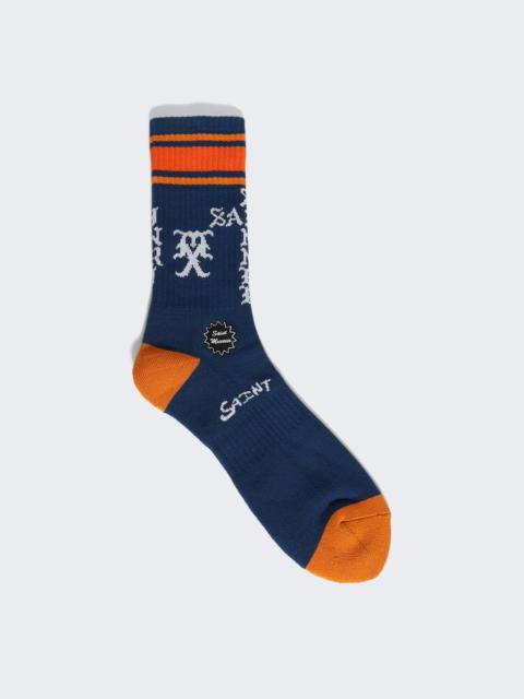 SAINT M×××××× Sinner Socks Dark Blue And Orange