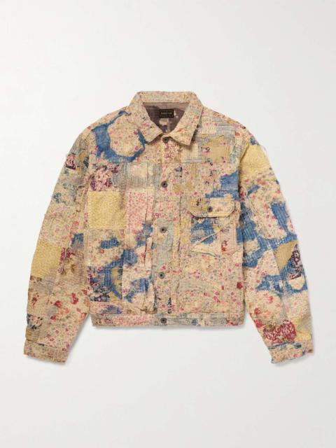 Kapital Boro Distressed Patchwork Cotton and Linen-Blend Jacket