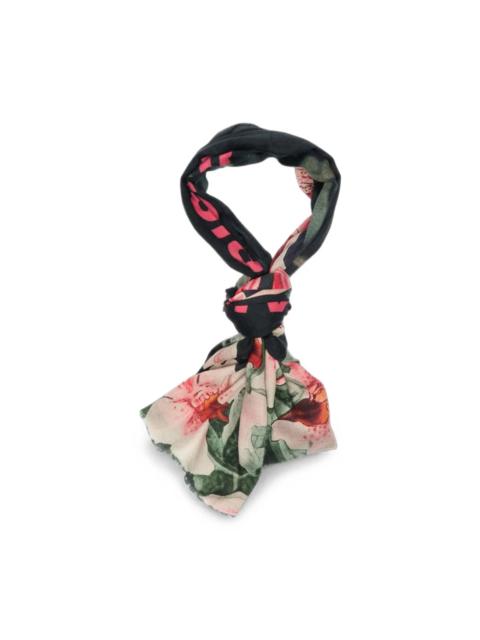 MAHARISHI FLORAL-PRINT FRINGED SCARF