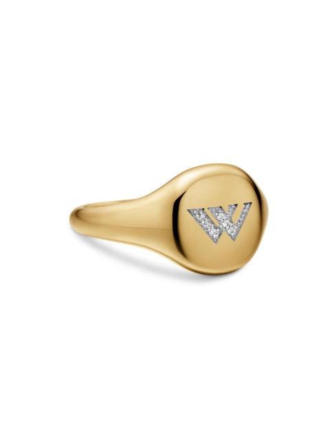 DAVID YURMAN Women's DY Initial Pinky Ring in 18K Yellow Gold - W Letter