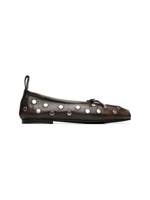 ALOHAS Brown Rosalind All Studs Vintage Effect Ballerina Flats