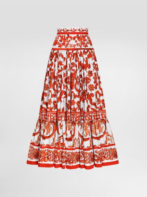Dolce & Gabbana Majolica-print poplin long skirt