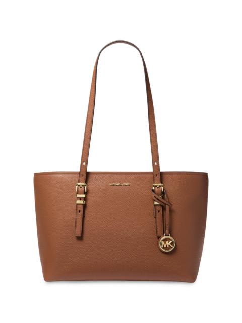 MICHAEL KORS Women's Medium Quinn Leather Tote Bag - Luggage