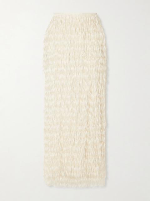 MATICEVSKI Resonate Fringed Satin Midi Skirt