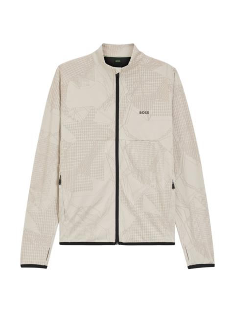 BOSS ACTIVE ZIP-UP SWEATSHIRT WITH DYNAMIC JACQUARD PATTERN