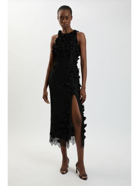KAREN MILLEN Petite Petal Applique Lace Woven Midi Dress