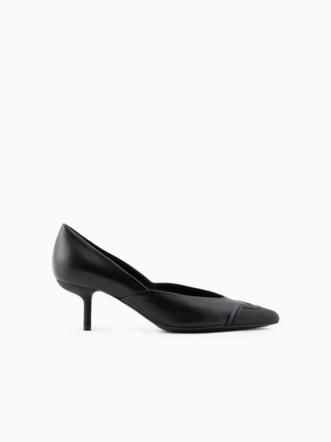 EMPORIO ARMANI Nappa leather court shoes with rubber toe