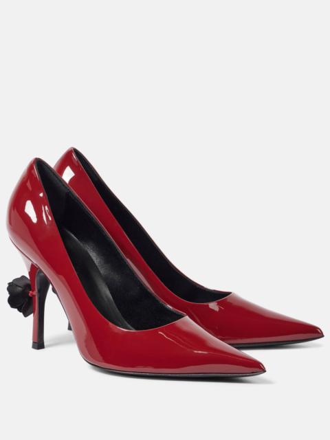 MAGDA BUTRYM Floral-appliqué patent leather pumps