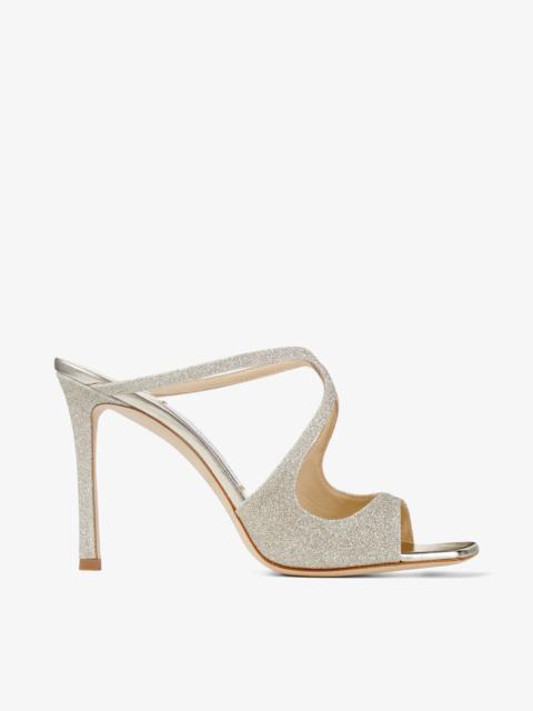 JIMMY CHOO Anise 95
Platinum Ice Dusty Glitter Mules