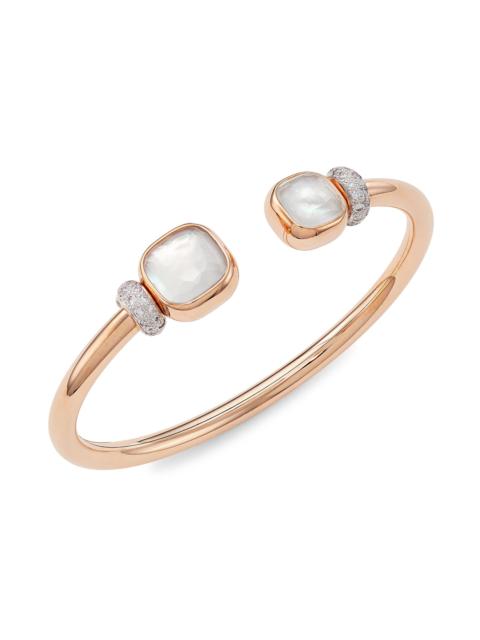 Pomellato Women's Nudo 18K Rose Gold, White Topaz & Mother-Of-Pearl Cuff - Rose Gold