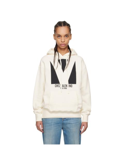 Valentino Off-White Cotton 'Chez Valentino' Print Hoodie