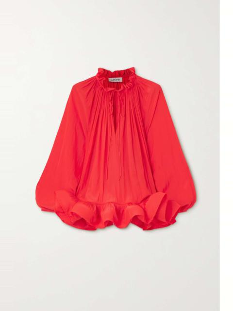 Ruffled gathered recycled-voile blouse