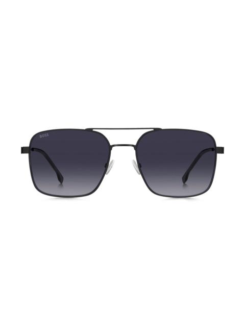 BOSS DOUBLE-BRIDGE SUNGLASSES IN BLACK STEEL