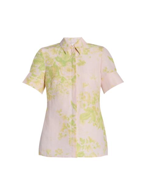 Erdem Floral Linen-Chine Top light pink