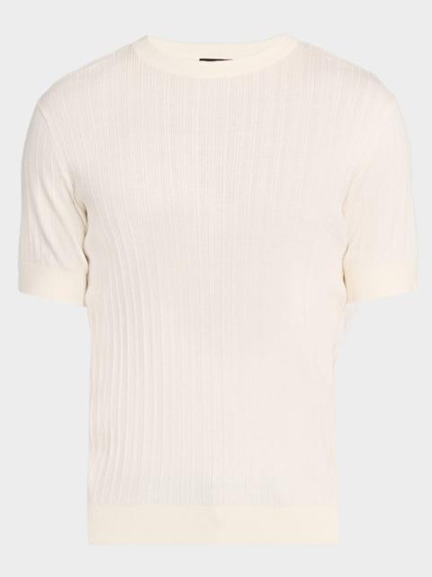 EMPORIO ARMANI Men's Jacquard Stripe Short-Sleeve Sweater