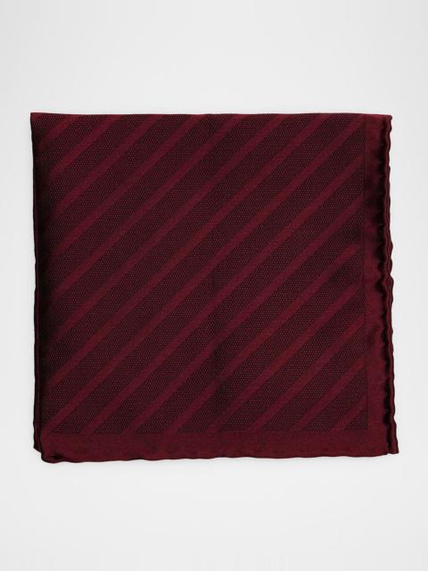 Brunello Cucinelli Men's Tonal Stripe Silk Pocket Square