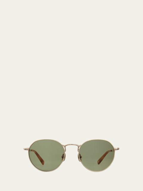 Garrett Leight Men's Ocampo Metal Round Sunglasses with Side Shields