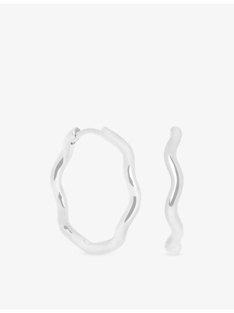 ASTRID & MIYU Ripple Rhodium-Plated Sterling Silver Hoop Earrings