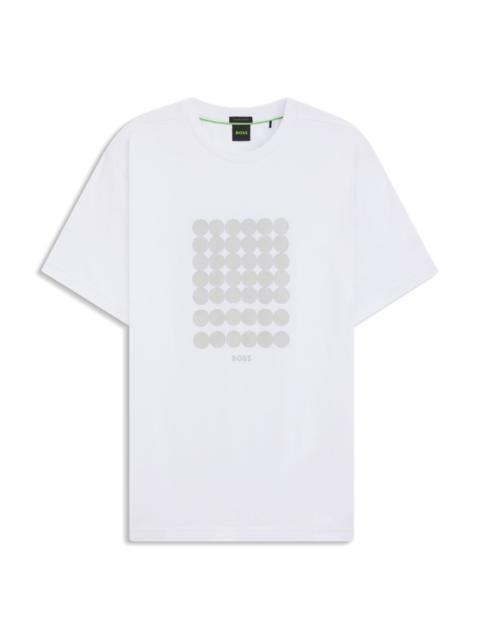BOSS INTERLOCK-COTTON T-SHIRT WITH CIRCLE ARTWORK