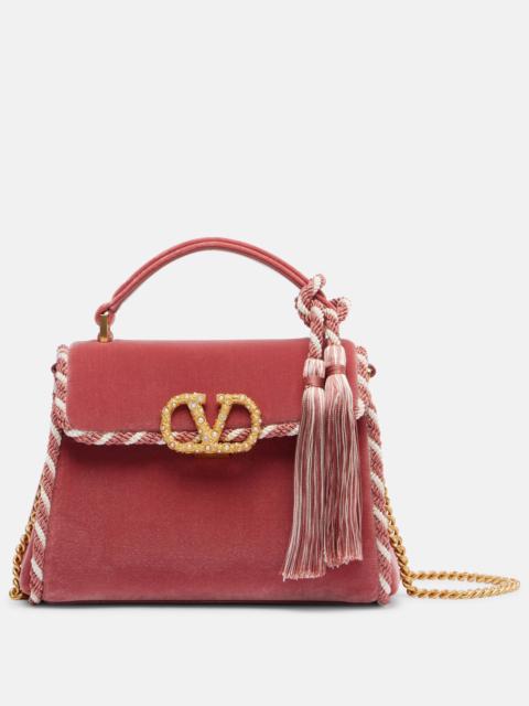 Valentino VSling Mini embellished velvet tote bag