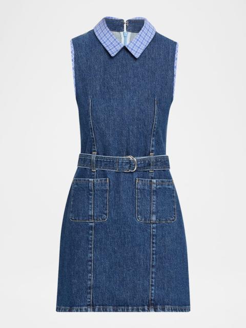 Cinq à Sept Kyra Sleeveless Belted Denim Mini Dress
