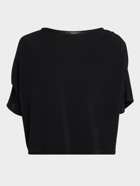 WEEKEND Max Mara Ruched-Shoulder Crewneck Top