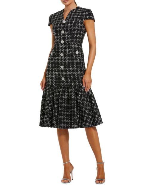 MAC DUGGAL Women's Boucle Tweed Midi-Dress - Black Silver