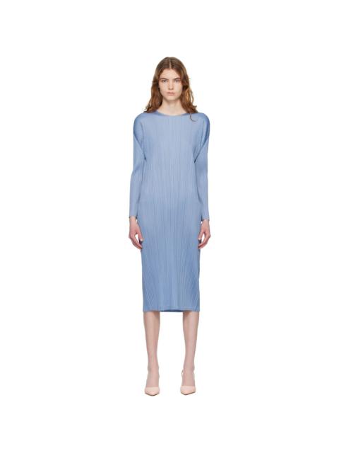 Pleats Please Issey Miyake Blue Monthly Colors December Midi Dress