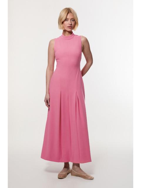 KAREN MILLEN Petite Compact Stretch High Neck Open Back Tailored Maxi Dress