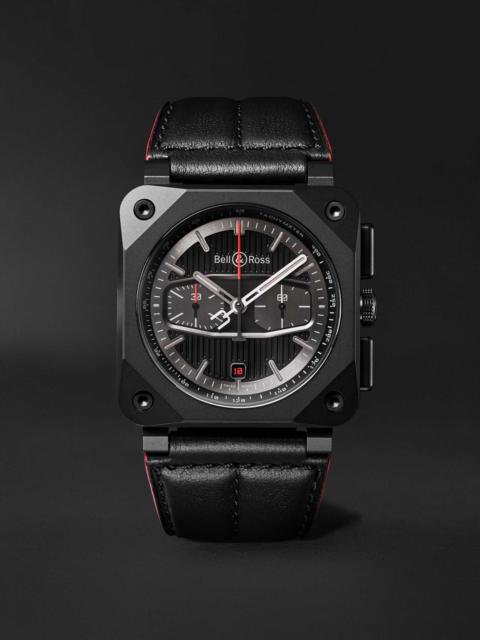 BR 03-94 BLACKTRACK Limited Edition Automatic Chronograph 42mm Ceramic and Leather Watch, Ref. No. B