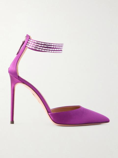 AQUAZZURA Luce 105 Crystal-embellished Satin Pumps