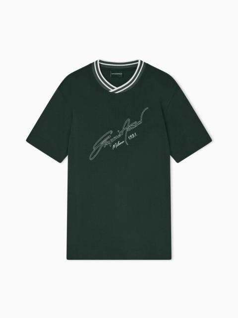 EMPORIO ARMANI SLIM-FIT, HEAVY JERSEY T-SHIRT WITH LOGO SIGNATURE EMBROIDERY