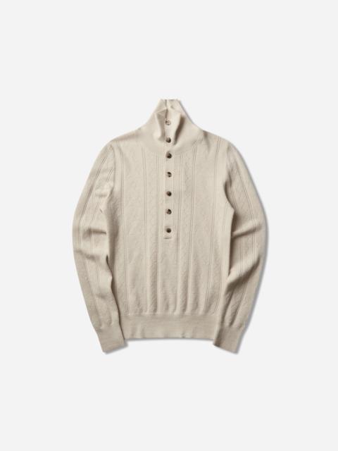 Dries Van Noten Men's Turtleneck Wool Cardigan White