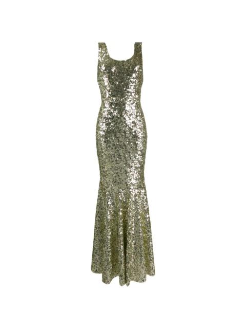 sequin embroidered long gown