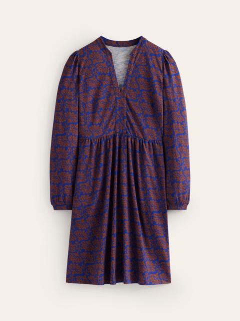 BODEN Naomi Relaxed Jersey Dress-Gingerbread, Dandelion Sprig