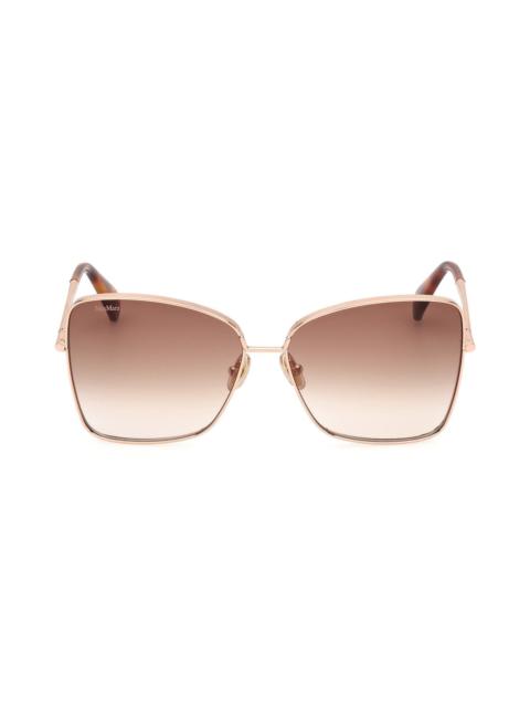 Max Mara Menton1 59mm Sunglasses in Shiny Rose Gold /Brown at Nordstrom