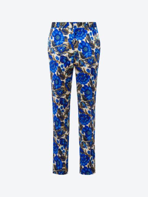 Moschino ALLOVER BLUE FLOWERS COTTON AND VISCOSE TROUSERS