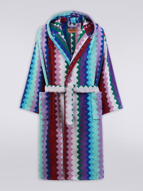 Missoni Long Chantal chevron cotton terry hooded bathrobe