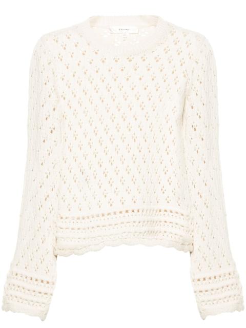 FRAME neutral crochet-knit sweater